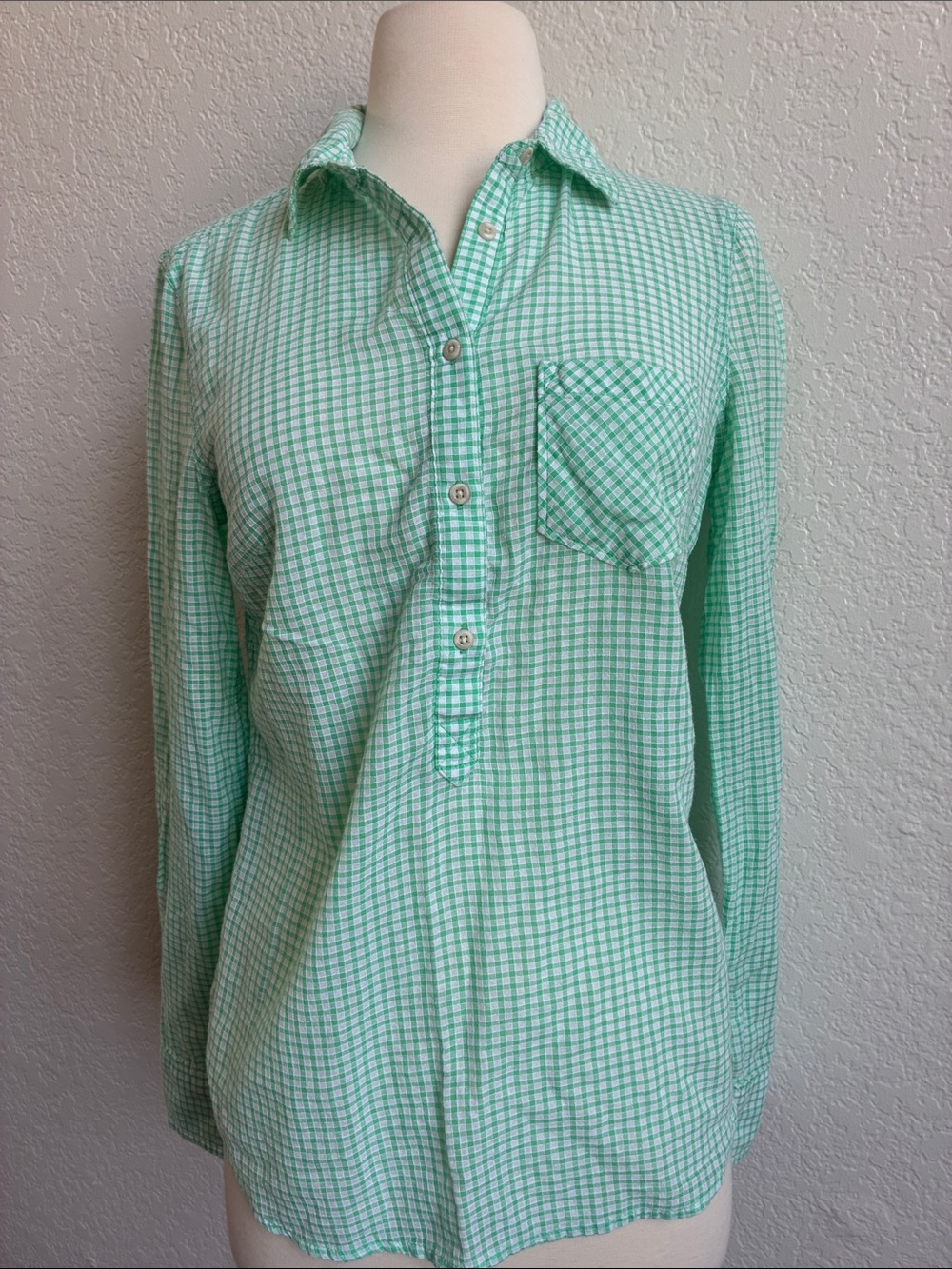 Merona Mint Green Plaid Button-Down Shirt
